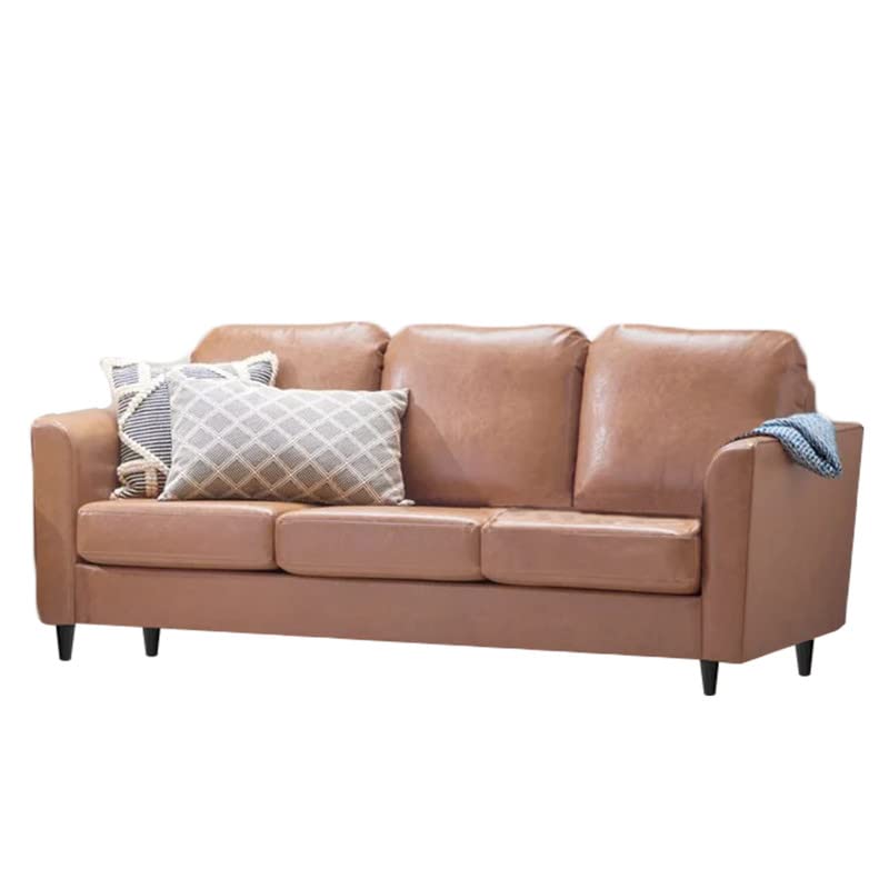 Image of Jerry 3 Seater Leather Sofa for Living Room Camel |Leather Sofa 3 Seater | Three Person Sofas Couch for Bedroom Houswarming Gift