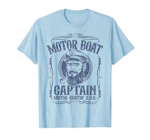 Motor Boat Captain Funny Pontoon Boating Motor Boatin Lake T-Shirt Men Baby Blue X-Large