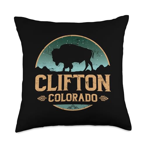 Clifton Colorado CO Buffalo Bison Throw Pillow