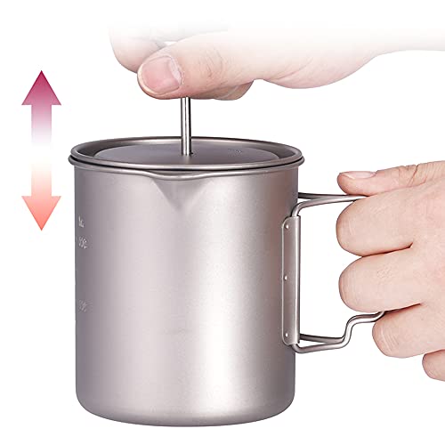 Cafetière en titane Lixada au camping, set de cuisson 750ml avec cuillère