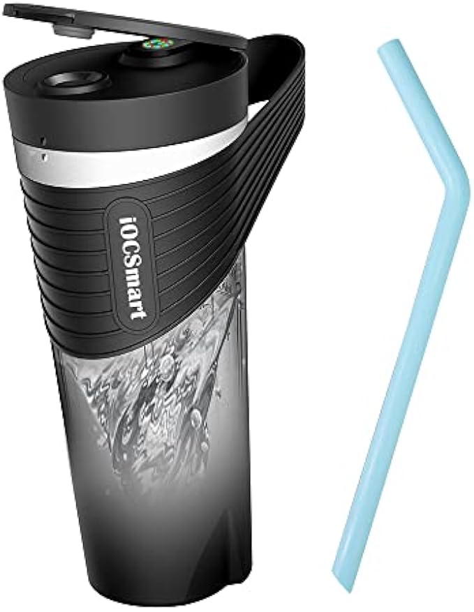 iOCSmart Electric Protein Shaker Bottle, Portable Personal Smoothie Blender to go, IPX7 Leakproof USB Rechargeable 16oz Vortex Shakes Stirring Cup for Gym Travel Sports Nutrition (Black)
