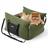 Lesure Small Dog Car Seat for Small Dogs Waterproof Dog Booster Seat for Car with Storage Pockets and Clip On Safety Leash and Thickened Memory Foam Filling Pet Travel Carrier Bed Cypress Green