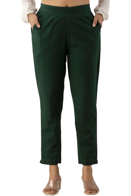 Image of Regular Fit Cotton Woman Trousers Pants Kurti Pant Casual Daily Formal Office Use