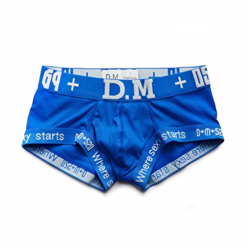 D.M Men's Underwear Trunks Briefs Cotton Fashion Low Rise Comfortable Underpants (Royal Blue, XL)