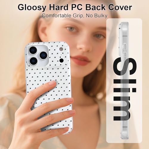 QLTYPRI for iPhone 17 Pro Case, Cute Polka Dot Pattern Aesthetic Phone Case, Raised Camera Protection Durable TPU Slim Shockproof Protective Phone Cover for Girls Women - White - Image 6
