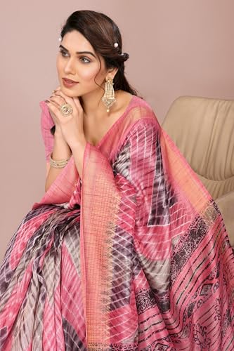 Image of MIRCHI FASHION Women Saree Cotton Silk Batik Block Printed | Breathable Office Wear and Regular Use Sari with Blouse Piece