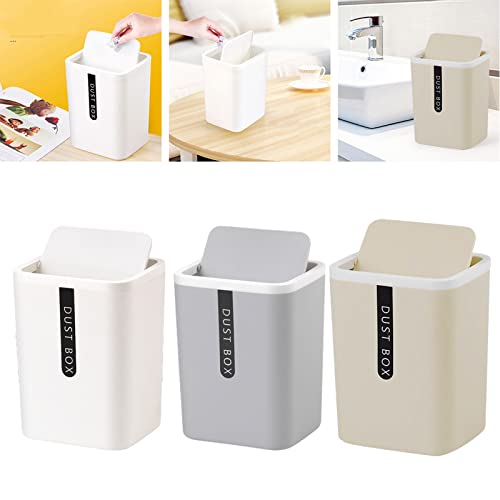 Caneca de basura rectangular pequeña de plástico para escritorio miniatura 2