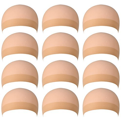 eBoot 12 Pack Nylon Wig Caps for Women and Men (Natural Beige)