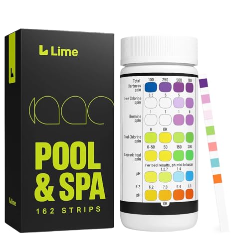 LIME POOL 162 Pcs 7-Way Hot Tub Pool Test Strips - Accurate Readings in 15 Seconds