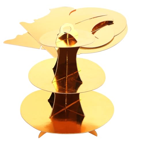 ZOENHOU Lot de 6 présentoirs à cupcakes, gâteau ronds en carton doré à 3 étages pour cupcakes, desserts, thé, anniversaires, fêtes