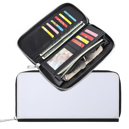 Limitronix 5 Pieces Sublimation Blank Fashion Women Zip Around Long Wallet Diy Heat Transfer Print PU Leather Phone Clutch Travel Card Holder Purse For Women Girls Gift2