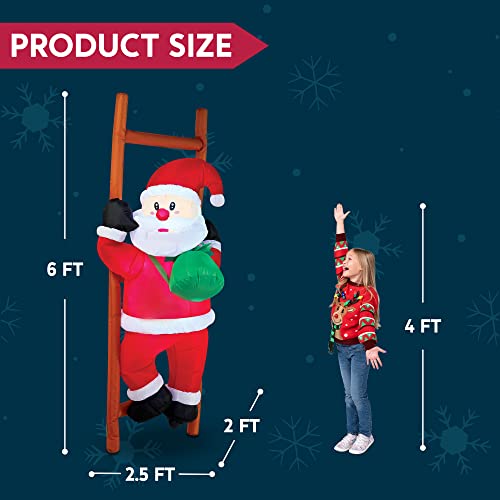 Joiedomi Hanging Christmas Inflatable Climbing Santa, Hanging Inflatable Christmas Decorations with Build-in LEDs, Blow Up Santa Yard Decorations for Xmas Party Indoor, Outdoor, Garden, Lawn Décor