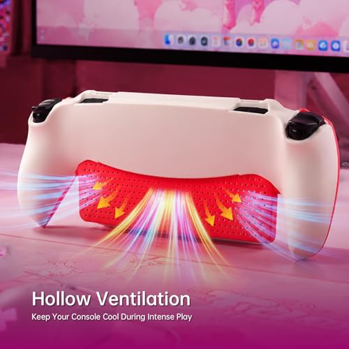 Image of UYIYE Case for PlayStation Portal, Soft Protective PS Portal Case Accessories with Anti-Slip Comfort Grip, Slim Remote Player Cover Skin & Hard Shell Case, White & Red
