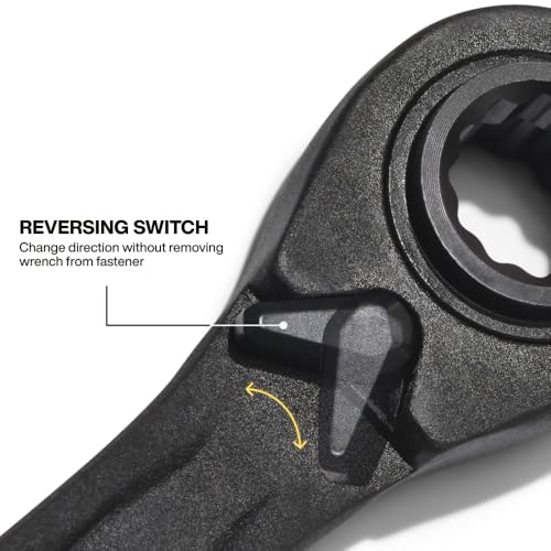 Image of KLEIN TOOLS 68216M 4-in-1 Reversible Ratchet Wrenches Set, 2-Piece, Eight Metric Hex Sizes, 8mm x 10mm, 12mm x 13mm, 14mm x 15mm, and 17mm x 19mm Box Wrench Set, 90-Tooth Ratchet, Pass-Through Design