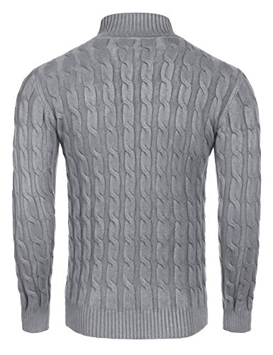 Image of COOFANDY Men's Slim Fit Turtleneck Sweater Casual Twisted Knitted Pullover | Turtleneck Design, Cable Knit Texture with Ultra Stretch, Slim Fit Thermal, Business Casual Office Wear, Fall Winter Clothing