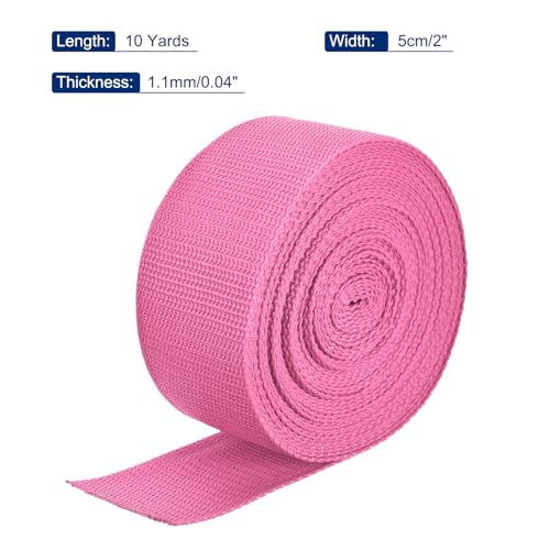 Image of MECCANIXITY Lightweight Polypropylene Webbing Strap 2 inch 10 Yard Backpack Strapping Band Rose Red for Outdoor Luggage Cargo Straps