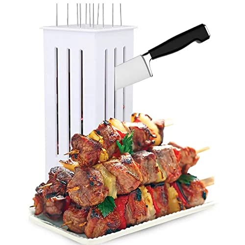16 Holes Kebab Maker Box Food Slicer BBQ Grill Beef Meat Skewer With Bamboo Skewers Barbecue Kitchen Tools