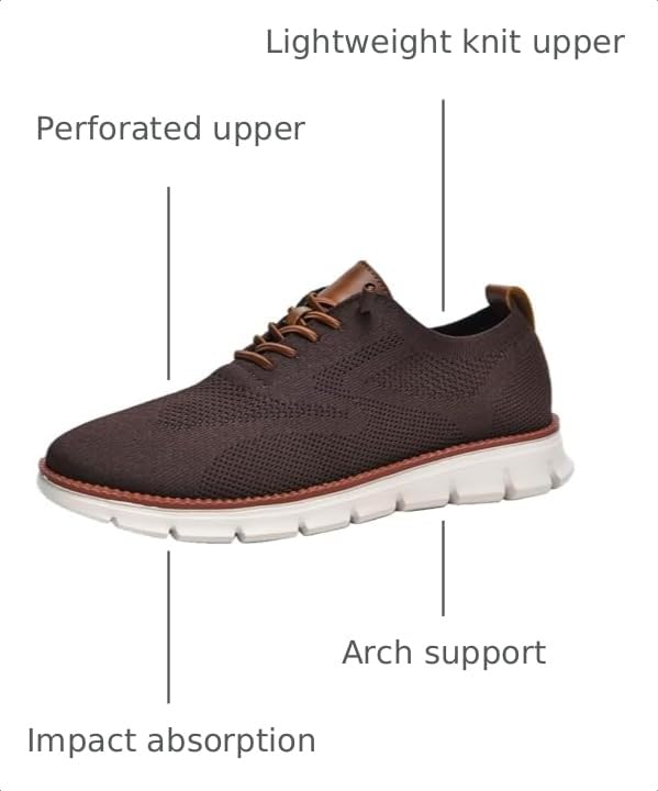 Image of Wearbreeze Men's Business Casual Oxford Sneakers - Lightweight Lace-Up Dress Shoes for Work, Travel & Daily Commute