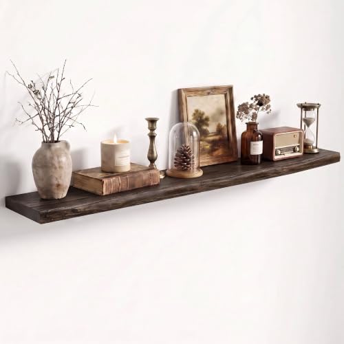 Image of Fun Memories 48 inch Elm Wood Floating Shelves for Wall, Walnut Finish, 1 Pack