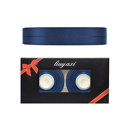 Image of Solid Color Double Faced Navy Blue Satin Ribbon 1 /4 inch X 50 Yards, Ribbons Perfect for Crafts, Wedding Decor, Bow Making, Sewing, Gift Package Wrapping and More