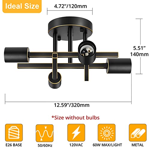 Sunrider HLX-LED-CL16-1 Industrial 4-Light Semi Flush Mount Ceiling Light Fixture, Oil Rubbed Bronze Ceiling Lights thumb #1