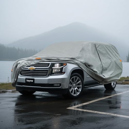 Image of Kayme Heavy Duty SUV Car Cover Custom Fit Chevrolet Suburban Waterproof All Weather for Automobiles, Full Exterior Covers Sun Rain UV Protection.（Deliver About 3-10 Days）