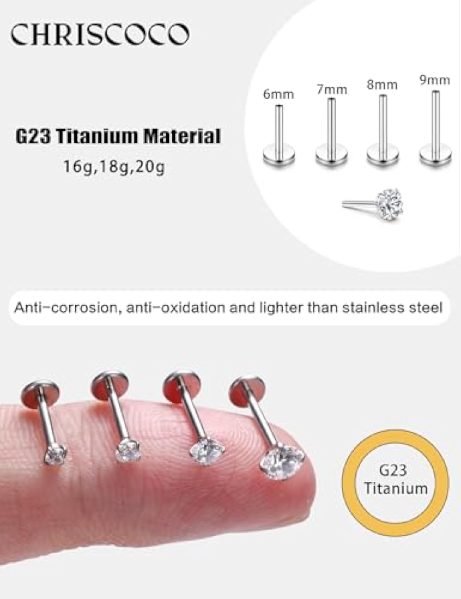G23 Titanium Helix Piercing Jewelry, Wireless Tragus & Labret Set