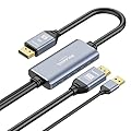 BolAAzuL HDMI 2.1 to DisplayPort Adapter Cable Uni-Directional, from HDMI Source to Display Port Display, Not Displayport to HDMI, Support 8K@30Hz 4K@120Hz 2K@144Hz, USB-Powered, Braided, 2M