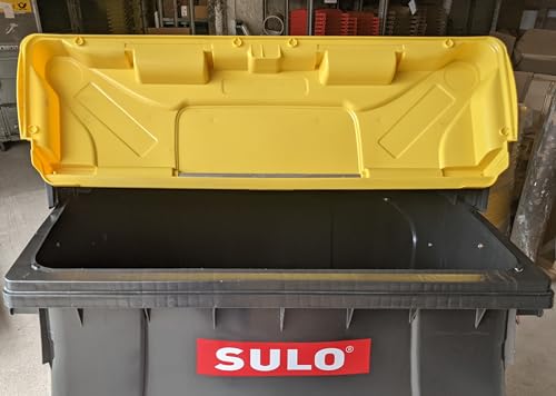 Sulo Graue Mülltonne Müllcontainer MGB 1100 Liter mit Einwurfdeckel in Gelb | Müllgroßbehälter Abfallcontainer Container | 4-Rad-Behälter mit Flachdeckel