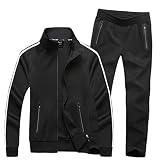 Modern Fantasy Women's Active Tracksuit Seamless Pocket Jogging Jacket & Pants Set Black M