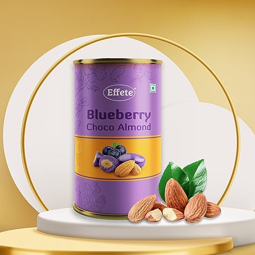 Image of Effete Choco Coated Blueberry Chocolate Almond Can - 96gm, Chocolaty Dryfruits, Chocolicious Almonds, Dryfruits chocolates packet, chocolates gift pack, chocolate box, chocolates gift hemper