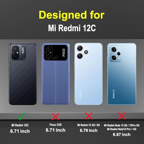 Image of NDCOM for Redmi 12C Back Covers | Compatible Redmi 12 C Back Cover | Premium Design Redmi 12C Cover | Sleek and Stylish Back Case Ring Holder Case