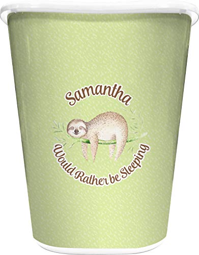 RNK Shops Personalized Sloth Waste Basket - Single Sided (White)