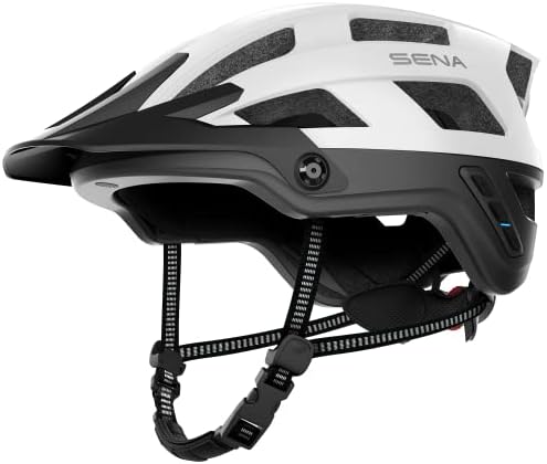 Sena M1 EVO Smart Mountain Bike Bluetooth Helmet Integrated Mesh Intercom System (Matte White, Large)