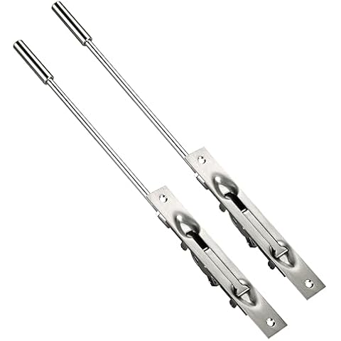 TOGU 2 Pack Lever Extension Flush Bolt Latch Slide Bolt Lock in 6" 8" 10" 12",Concealed Security Door Lock for French Doors,Composite Doors,Wood Doors,Brushed Stainless Steel Finish-12" Cover