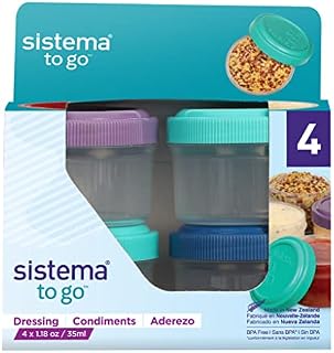 Sistema Dressing to Go Mini Screw Top Containers, 35ml, Pack of 4