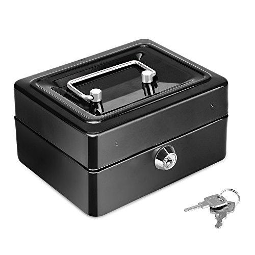 Small Cash Box DDSKY Double Layer Design Organizer Save Coins Locking Storage Box Christmas Gifts (Black) - Thumbnail 4