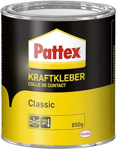 Pattex Kraftkleber Classic, extrem starker Kleber für höchste Festigkeit, Alleskleber für den universellen Einsatz, hochwärmefester Klebstoff, 1 x 650g
