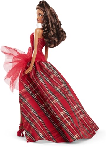 Barbie Signature 2024, Seasonal Collection Gifts, Signature, Plaid Dress with Red Bow, Presentable Packaging, Light Brown Hair, HRM67