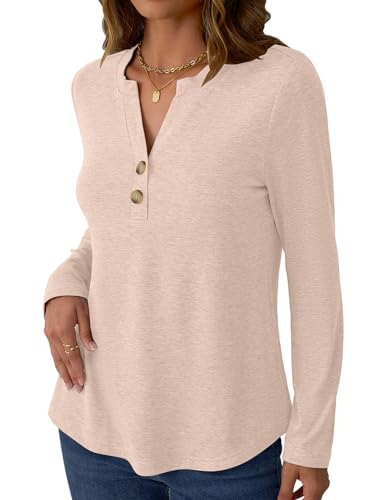 Women's Long Sleeve V-Neck Top $6.50 – Casual Button Blouse, Loose Fit Tunic for Fall - image 4