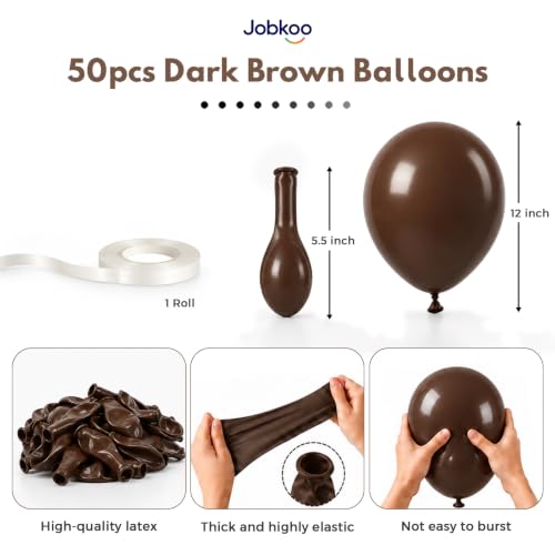 Image of Jobkoo Brown Balloons 12 Inch, Dark Brown Coffee Neutral Latex Balloon