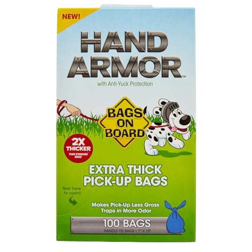 Image of Bags on Board Hand Armor Dog Poop Bags | Extra Thick Dog Waste Bags with Leak Proof Protection | 7x15 Inches, 100 Bags, Blue, 3203940030