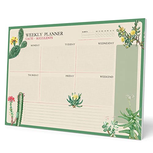 Kokonote Bloc Planificador Semanal A3 Botanical Cacti - Organizador Semanal - Planificador Semanal Floral │Planficador En Inglés - Organizador Semanal - Planning Escritorio, Bpsa30021