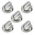 atgestore WB03X29300 Stove Knobs Stainless Steel Replacement for GE Stove Parts KIP 5T06 191D8446 Range Parts Knobs JGP3030SLSS JGP3036SL1SS JGP3030SL1SS GE Cooktop Knob Burner Control Knobs 5 Pcs