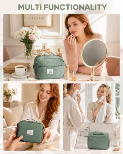 Image of Gym Bag Womens Mens with Shoes Compartment Travel Duffel Bag for Women for Plane Sport Gym Tote Bags Swimming Yoga Weekend Overnight Carry on Bag Hospital Holdalls 4Pcs Set Dark Green