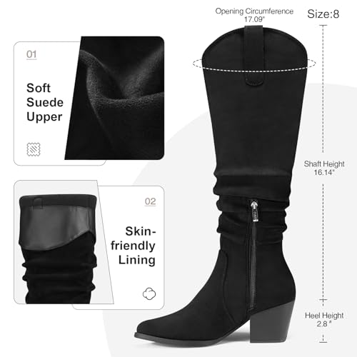 Women's Knee High Slouchy Boots Flat Tall Boots for Women Pull On Fall Boots with Side Zipper3