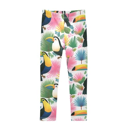 ALAZA Girls' Leggings Children's Yoga Pants Skinny Printed Dance Cute Toucan Comfortable 4T