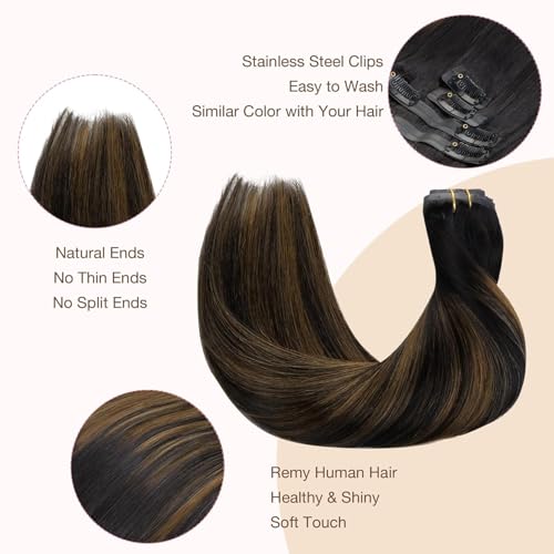 Image of GOO GOO Seamless Clip in Hair Extensions Real Human Hair Remy Extensions