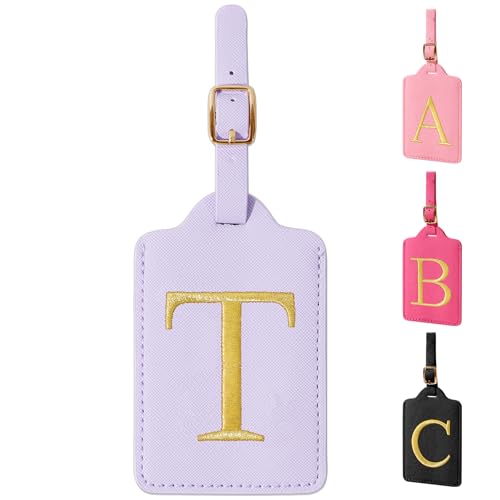 Personalized Initial Luggage Tags for Suitcase, Purple