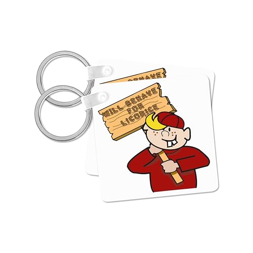 3dRose, Funny Kid Boy Bribing Parents Will Behave For Licorice, set of 4 Key Chains